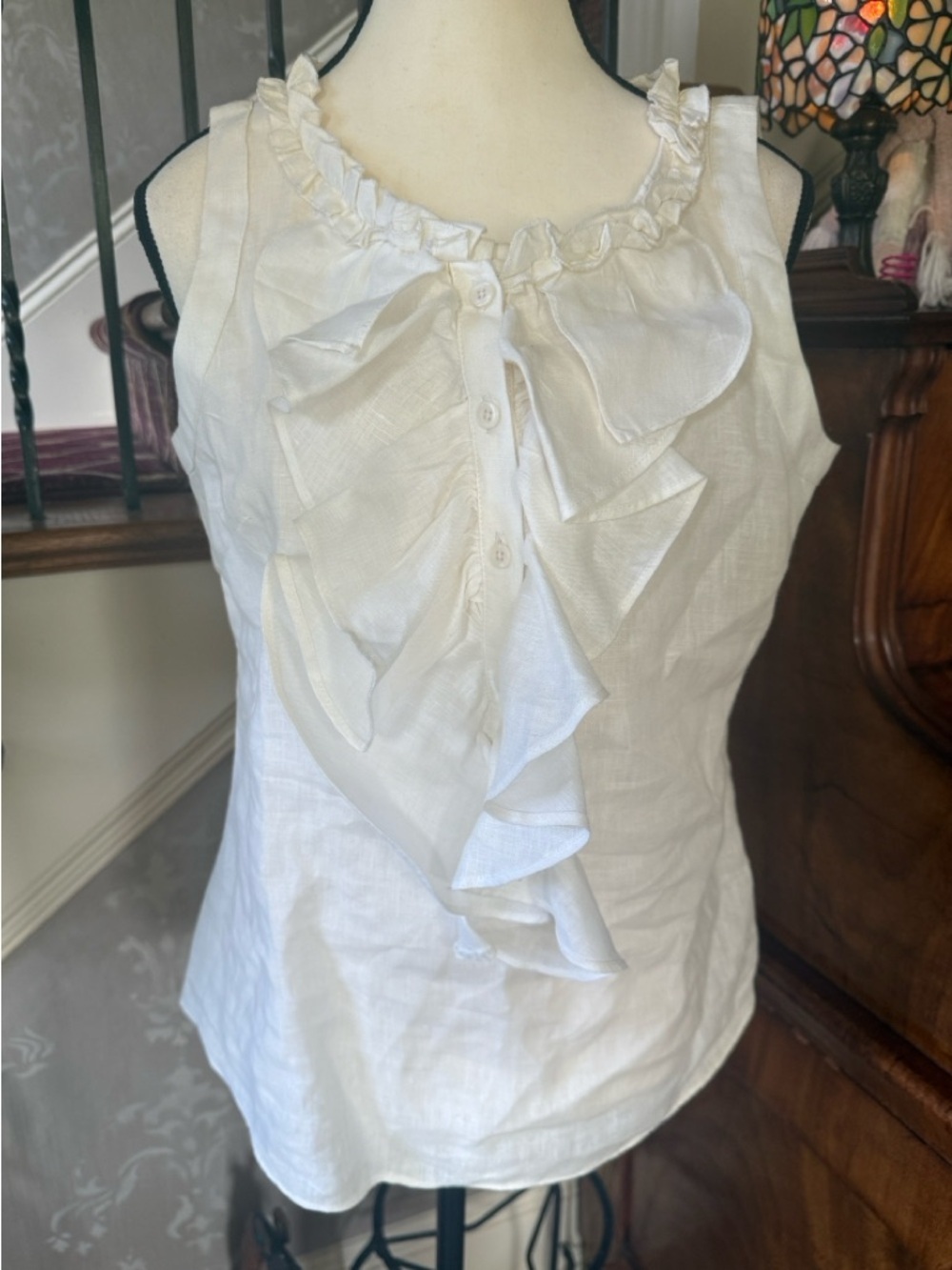 MARINA LUNA LADIES 100% linen blouse excellent condition size medium - Picture 3 of 7